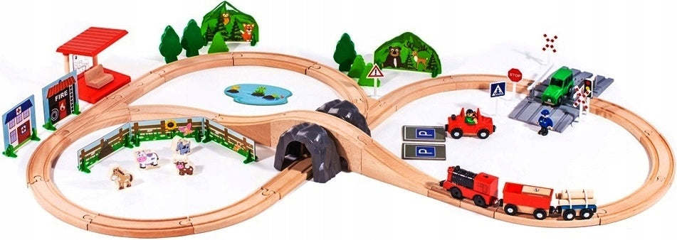 Doris motorizuotas medinis traukinys su trasa