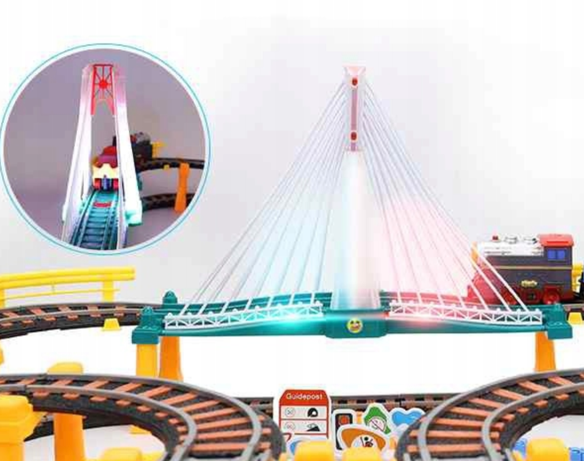 Elektrinis traukinys 2in1 lenktynių trasa traukinys Viaduct Auto XXL