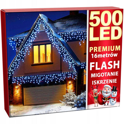 Elektrinė girlianda. 500 LED lauko varvekliai