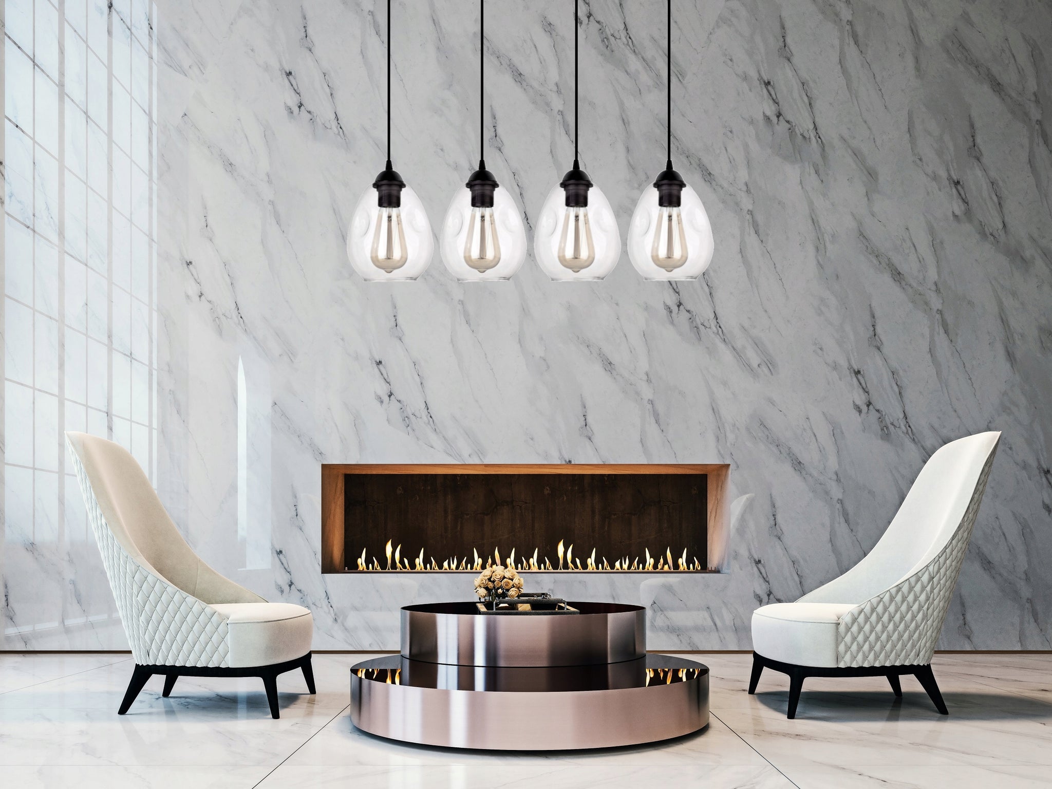 Stiklinis lubų šviestuvas Plafond Chrome