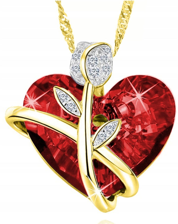 Kaklo papuošalas moterims širdis su Swarovski kristalais