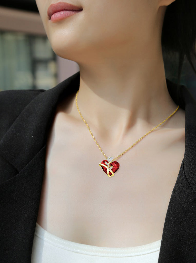 Kaklo papuošalas moterims širdis su Swarovski kristalais