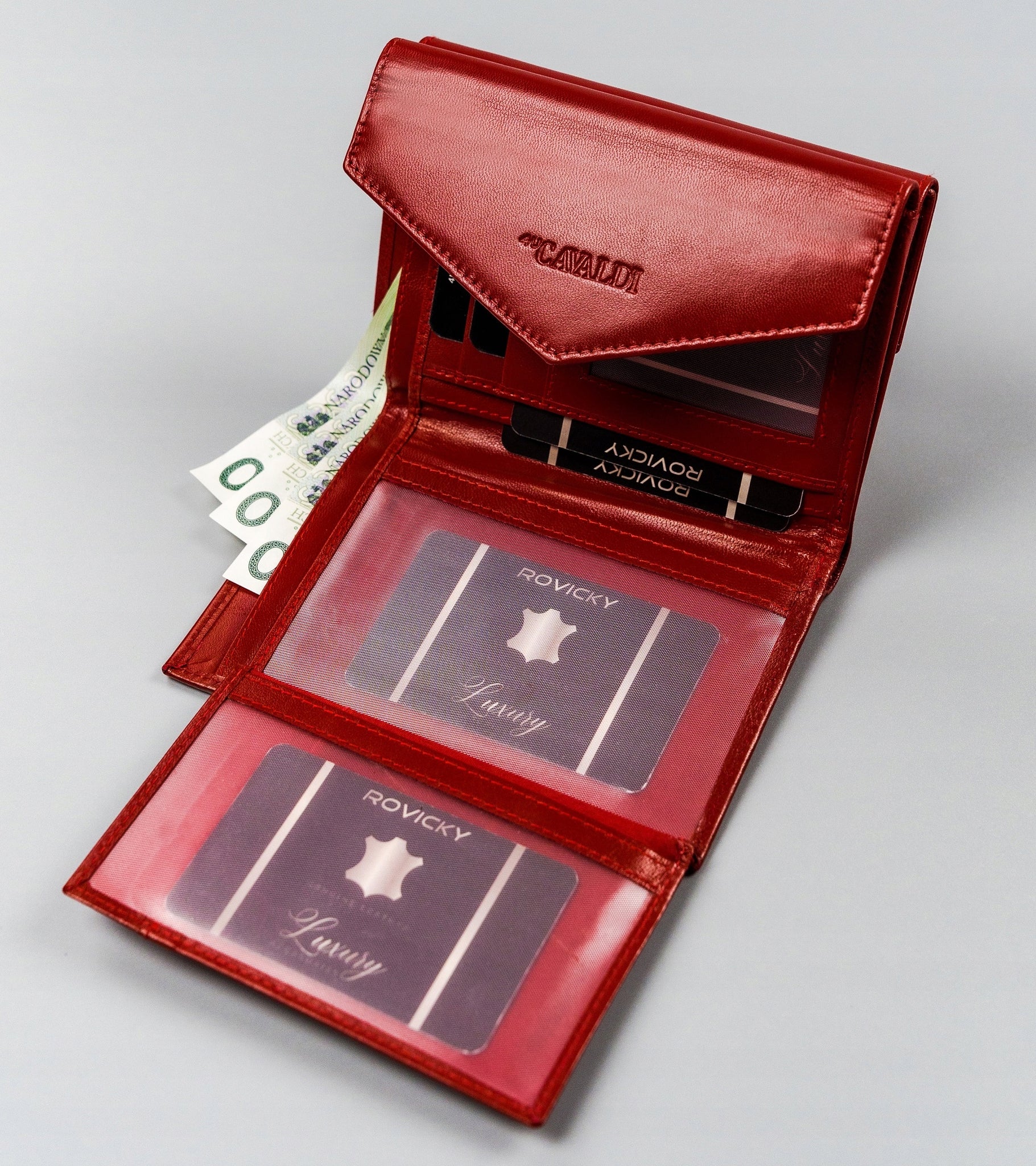 Didelė moteriška odinė piniginė (raudona)