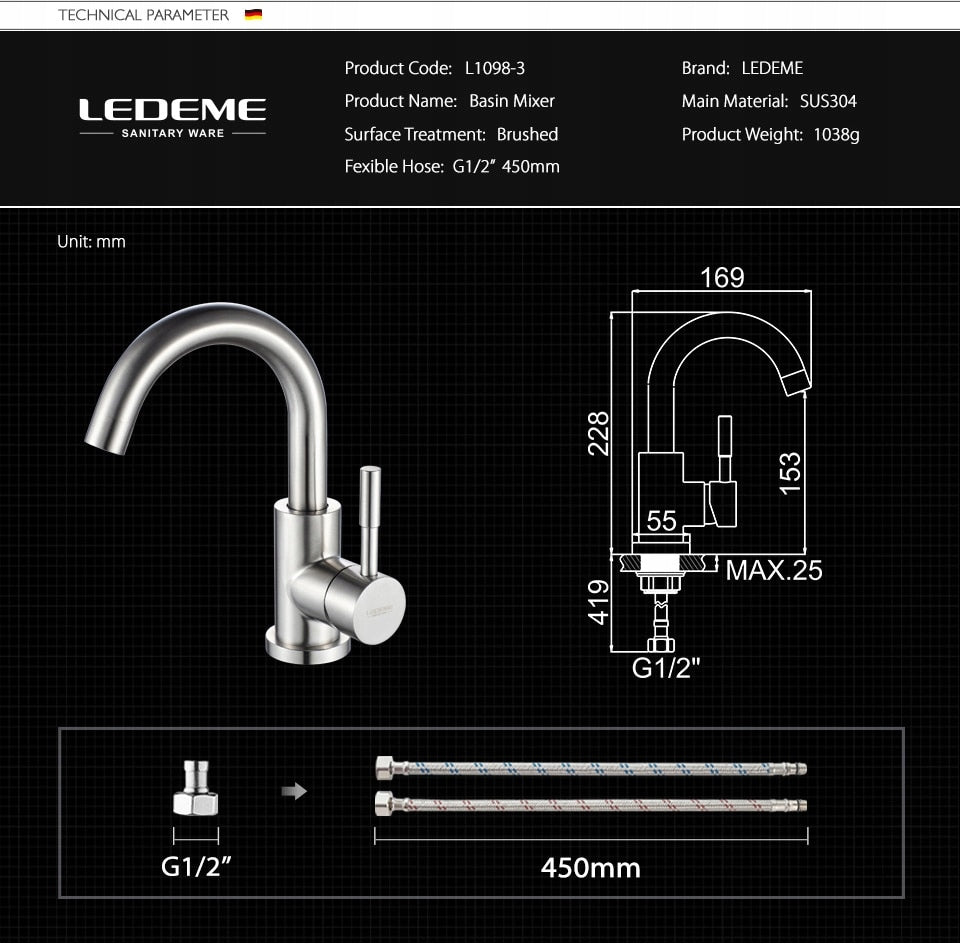 Praustuvo maišytuvas Ledeme