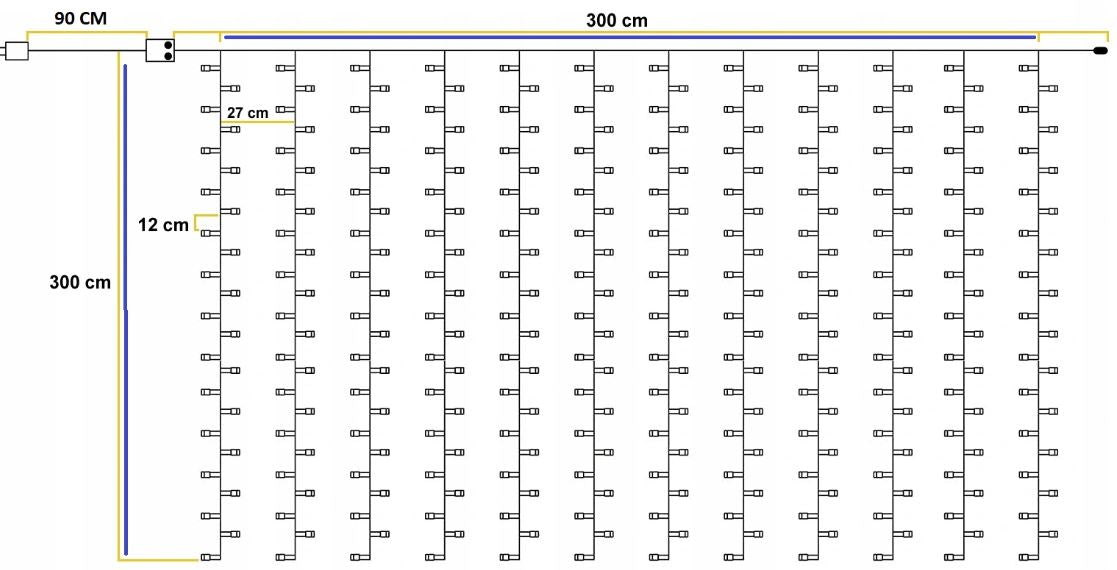 300 LED kalėdinė girlianda užuolaidos