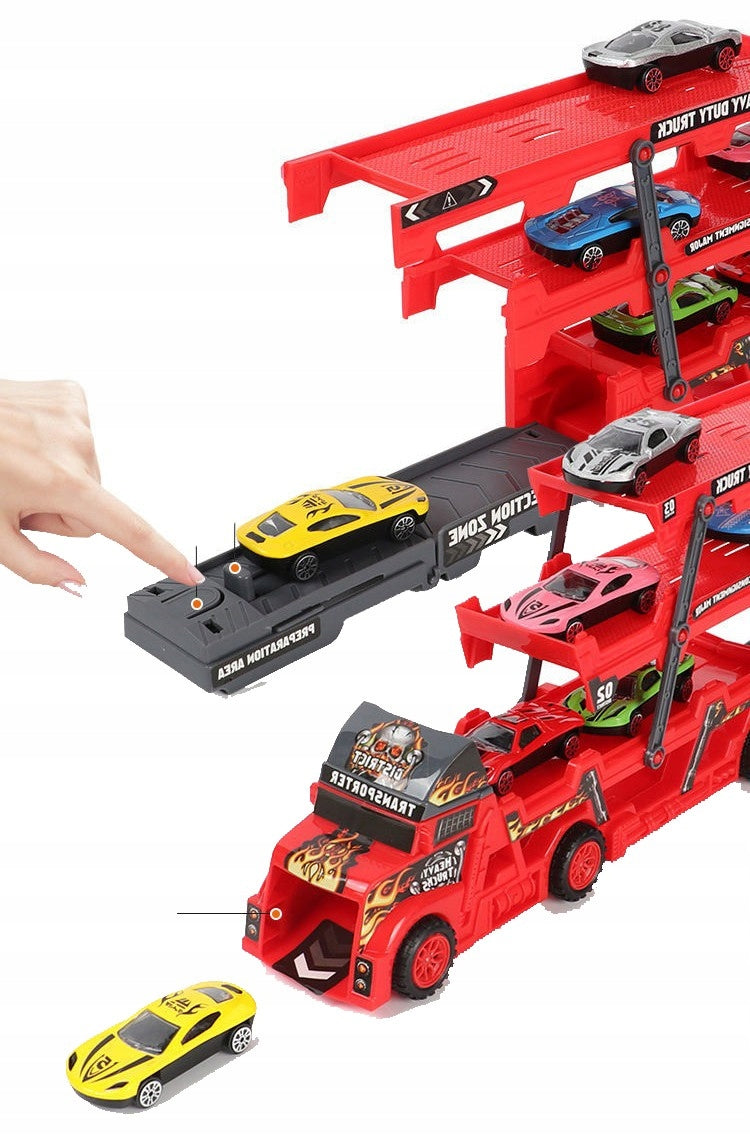 TIR vilkikas + 6 žaisliniai automobiliai