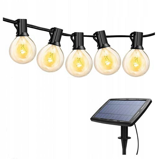 Girliandos, sodo lempos su 25 3W lemputėmis + saulės baterija