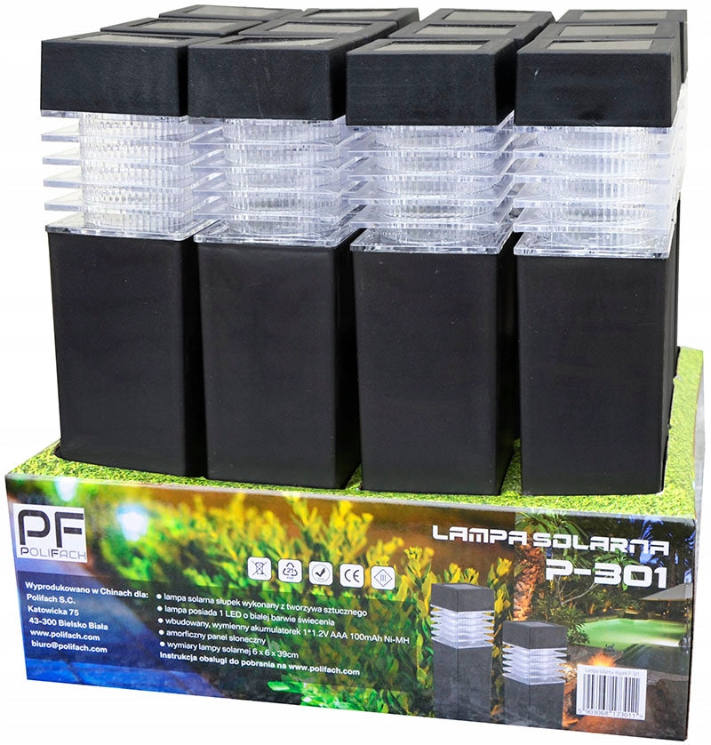 12vnt Sodo šviestuvas (stulpeliai) su saulės baterija Polifach P-301 39,5cm