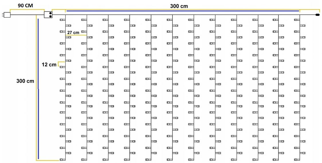 LED užuolaidos 3x3 m