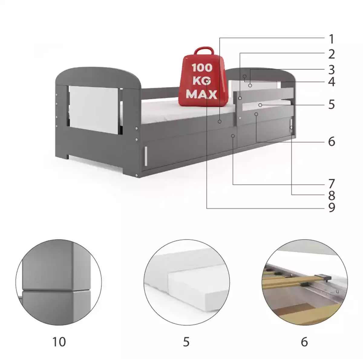 Vaikiška lova su čiužiniu 160 x 80