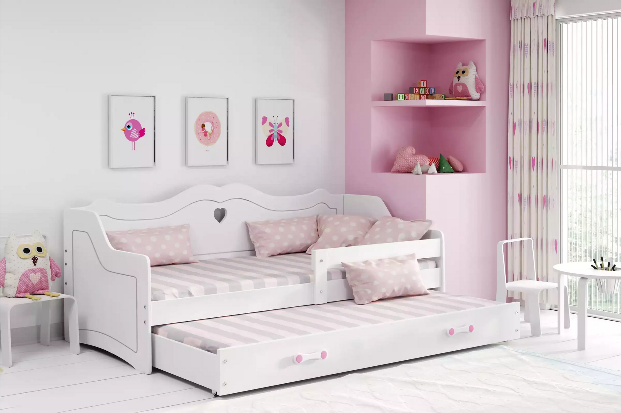 Vaikiška lova su čiužiniu 80 x 160 Stalčius + papildoma miegamoji vieta