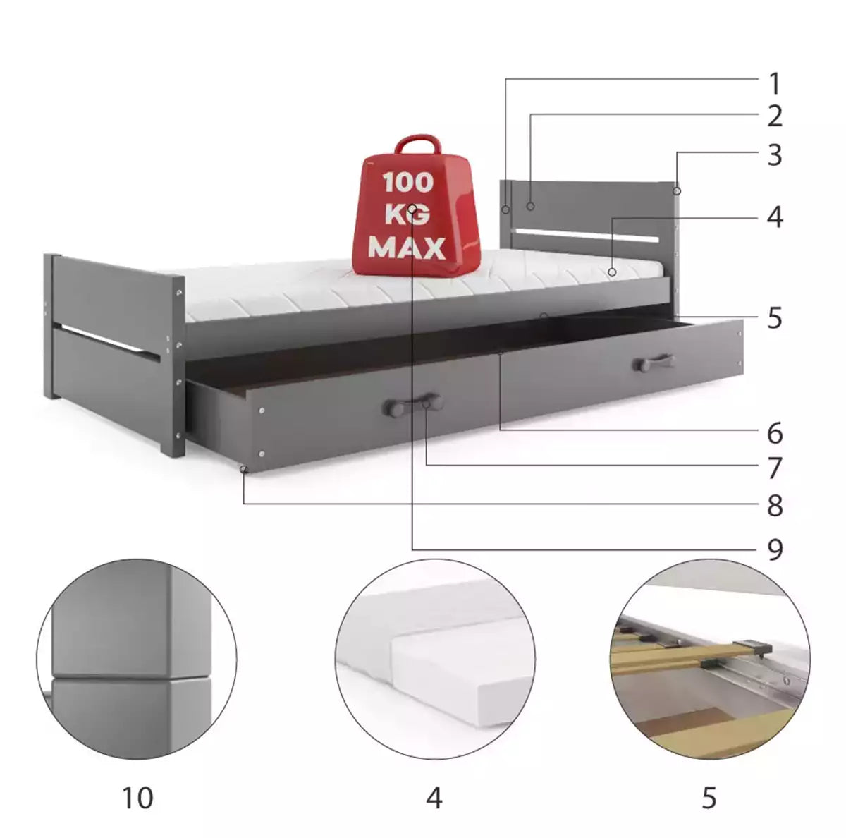 Vaikiška lova su čiužiniu 90 x 200