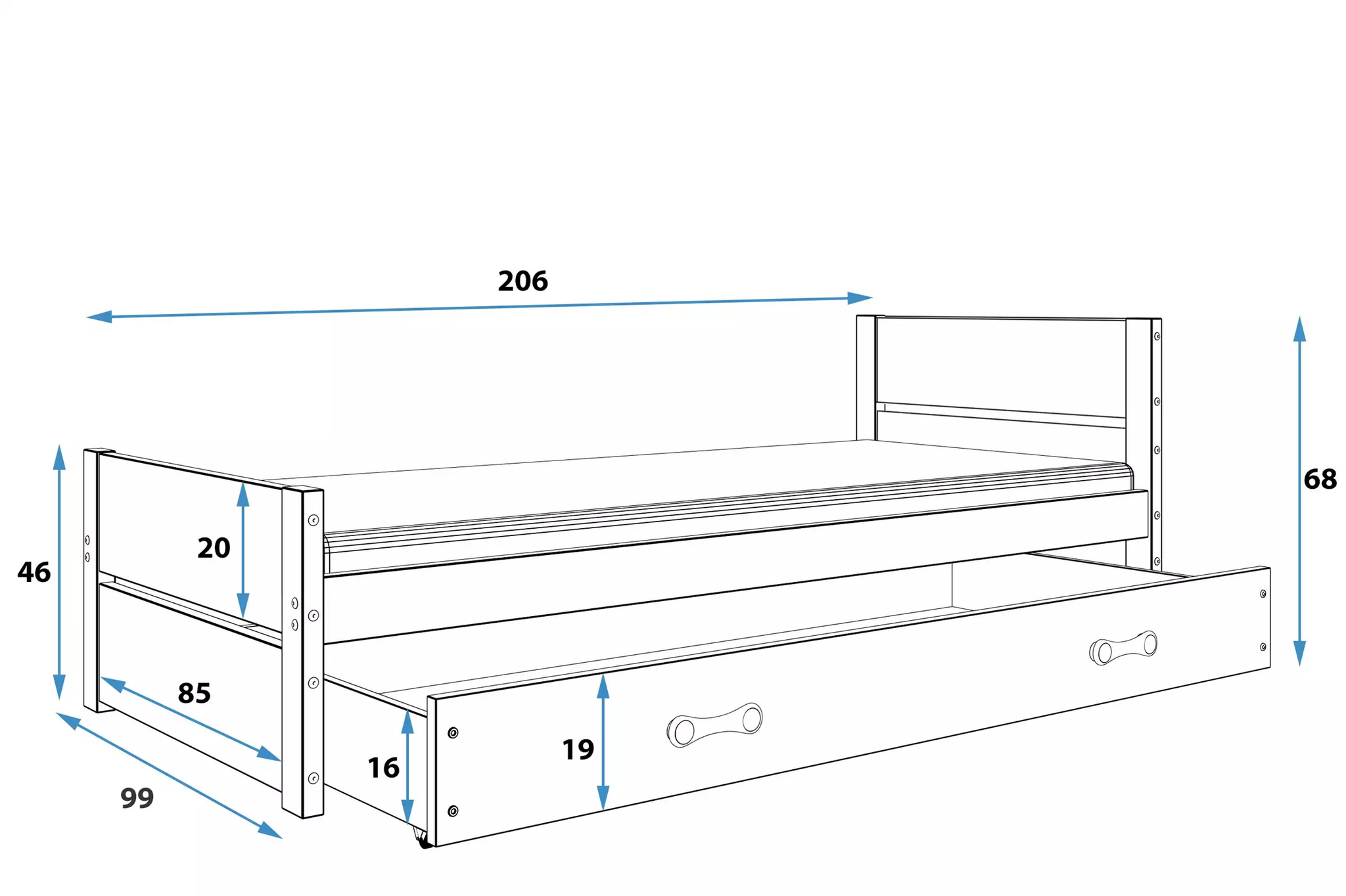 Vaikiška lova su čiužiniu 90 x 200