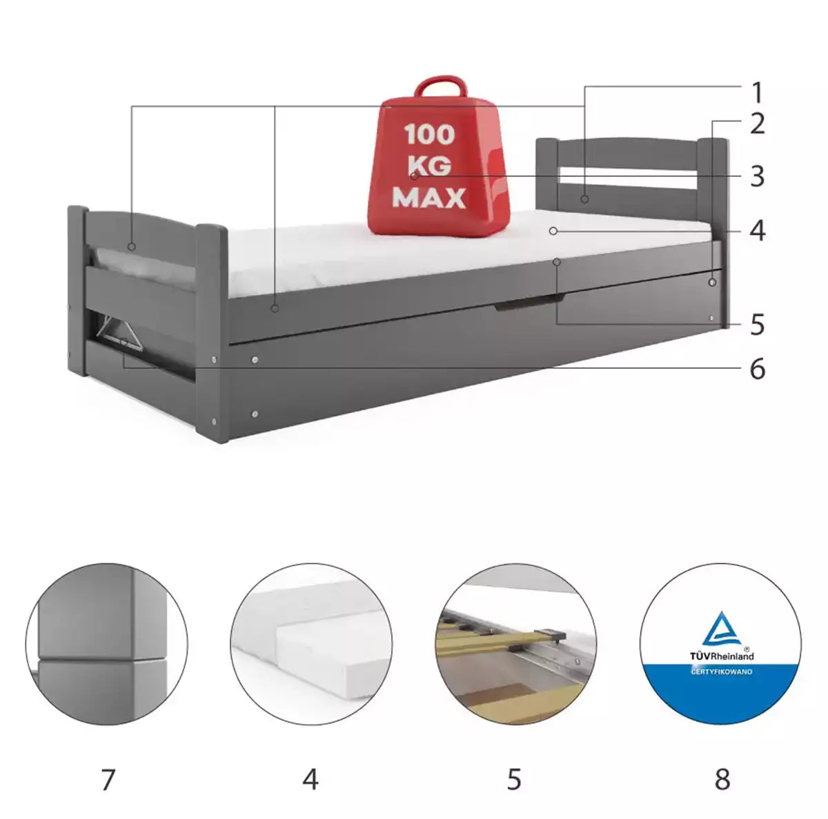 Vaikiška lova su čiužiniu 90 x 200