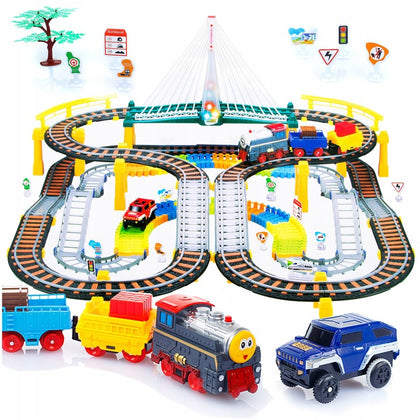 Elektrinis traukinys su bėgiais ir Automobilių lenktynių trasa Kinderplay
