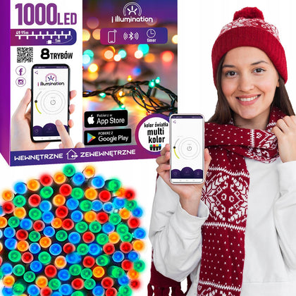 1000 LED Kalėdinė girlianda valdoma telefonu