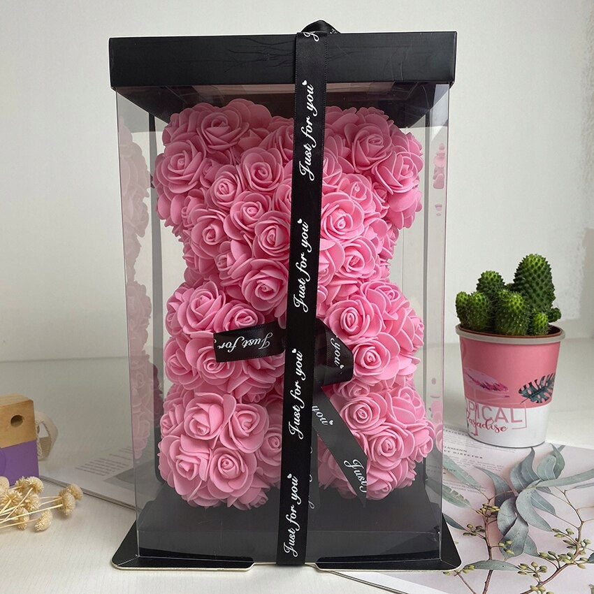 Meškiukas iš rožių 25cm